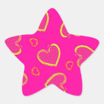 Pink with green neon hearts star sticker