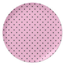 Pink with little black stars. dinner plates