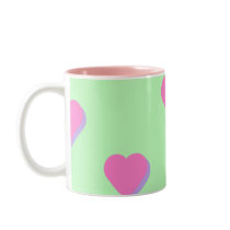Pink with Purple Hearts on Lime Green Mug