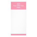 Pink with white area and text. full color rack card