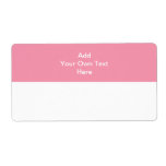 Pink with white area and text. shipping label