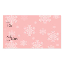 Pink with White Snowflakes - Holiday Gift Tags business cards by mrssocolov2 Pink with White Snowflakes - Holiday Gift Tags business cards