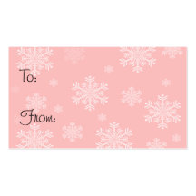 Pink with White Snowflakes - Holiday Gift Tags Business Card Template