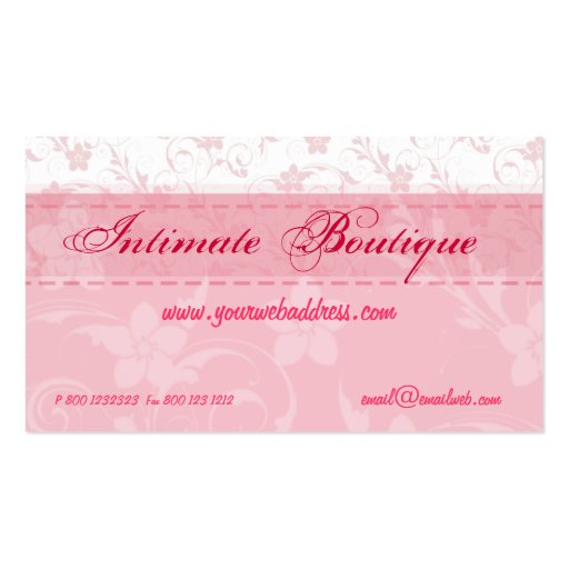 Pink Women Clothing Business Card Templates (front side)