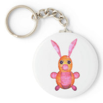 Pink wood rabbits by Valxart.com Key Chain