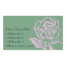 Pink Woodcut Rose Business Cards
