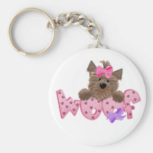 Pink Woof Dog Keychains