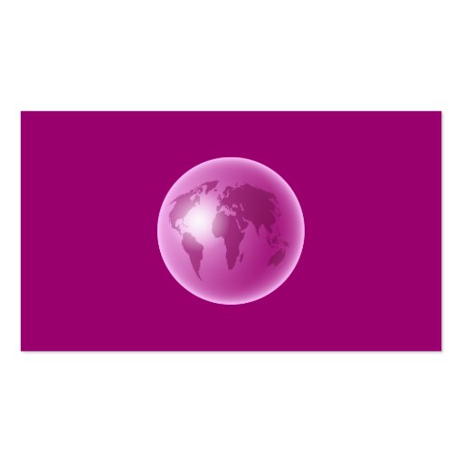 Pink World Globe, Your Name Here, name@hotmail.... Business Cards (back side)