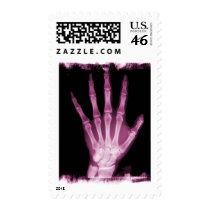 Pink X-ray Skeleton Hand Postage Stamps