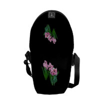 Pink yacinths All in a Row messenger bags