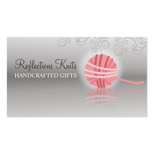 pink yarn reflection knitting crochet gift tag business cards (front side)