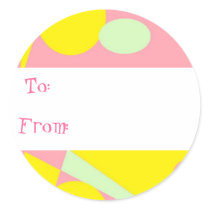 PINK YELLOW ABSTRACT GIFT TAG STICKER by ineedapeergroup PINK YELLOW ABSTRACT GIFT TAG STICKER