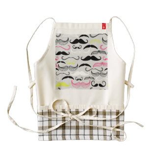 Pink, Yellow & Brown Mustaches Zazzle HEART Apron