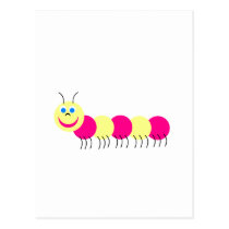 pink yellow caterpillar postcards