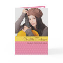 Pink yellow custom graduation photo announcement card