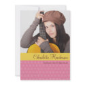Pink yellow custom photo graduation announcement invitation
