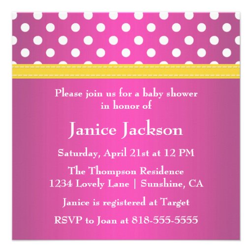 Pink Yellow Daisy Baby Shower Invitation