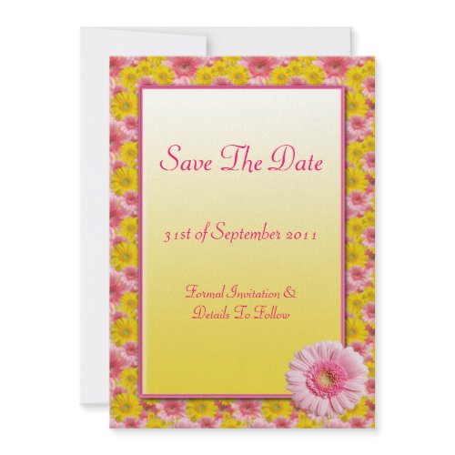 Pink & Yellow Flowers Save The Date Invitation invitation