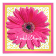 Pink Yellow Gerbera Daisy Bridal Shower Invitation