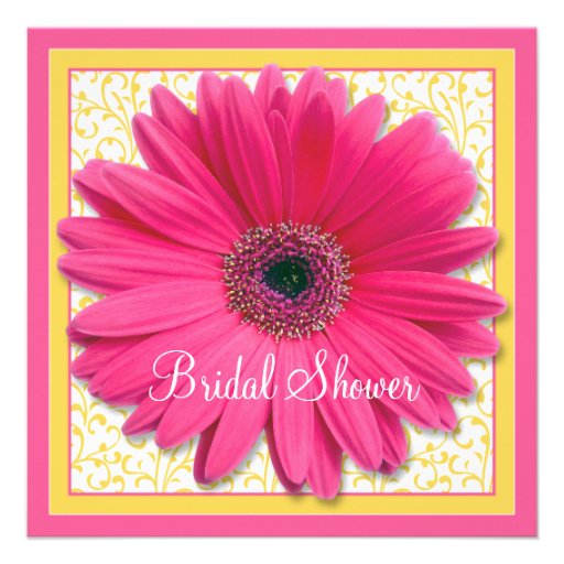 Pink Yellow Gerbera Daisy Bridal Shower Invitation