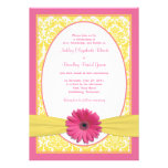 Pink Yellow Gerbera Daisy Wedding Invitation