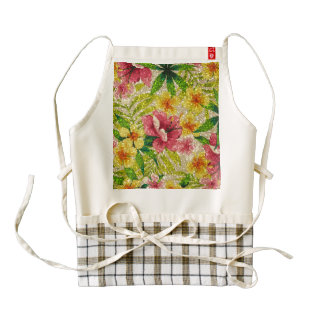 Pink & Yellow Glittery Flowers Zazzle HEART Apron