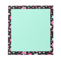 Pink Yellow Green Stars on Black Memo Note Pads