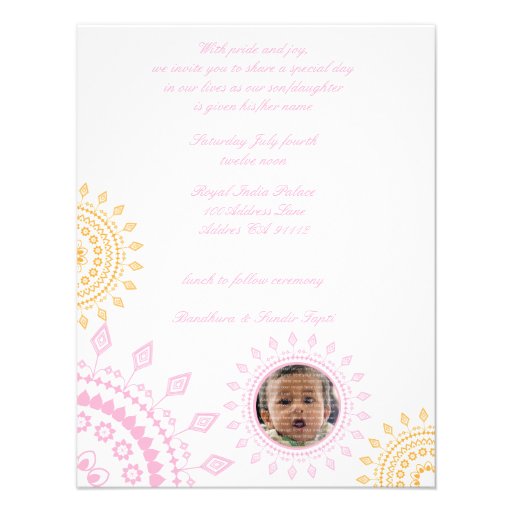 Pink & Yellow Namkaran Baby Naming Invitations