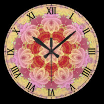 Pink & Yellow Pastel Gyro Fractals Wall Clock wall clocks
