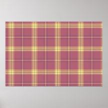 Pink yellow plaid pattern poster