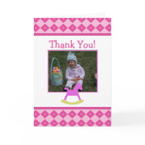 Pink & Yellow Rocking Horse Thank You Card