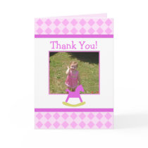 Pink & Yellow Rocking Horse Thank You Card
