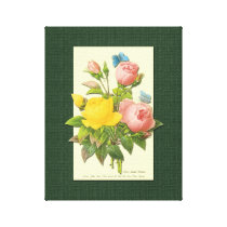 Pink Yellow Rose Botanical Art Wrapped Canvas canvas prints
