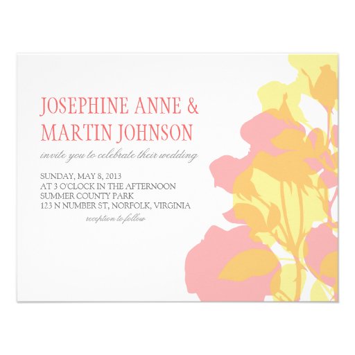 Pink & Yellow Watercolor Floral Wedding Invite