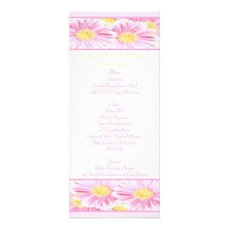 Pink Yellow White Daisies Wedding Menu Card