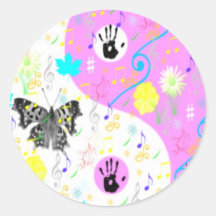 Pink Yin Yang Graffitti Stickers