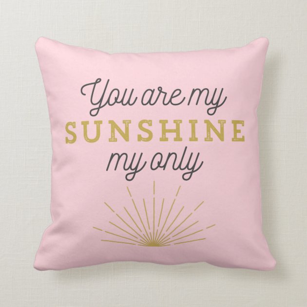 Pink You Are My Sunshine Retro Throw Pillow