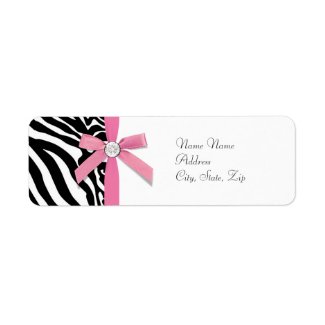 Pink Zebra Address Labels label