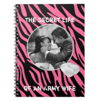 Pink Zebra and Dog Tags Frame Notebook notebooks