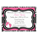Pink Zebra Baby Feet Print Baby Shower Invitation