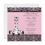 Pink Zebra Baby Shower Invitation