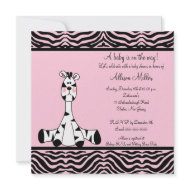 Pink Zebra Baby Shower Invitation invitation