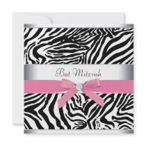 Pink Zebra Bat Mitzvah Invitation