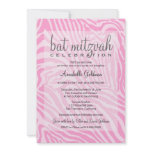 Pink Zebra Bat Mitzvah Invitation