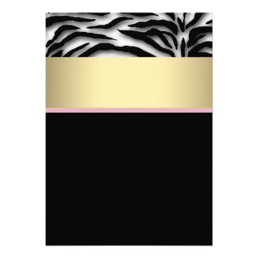 Pink Zebra Black Gold Zebra Bridal Shower Custom Invitations