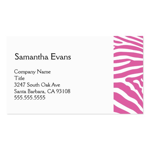 Pink Zebra Business Card
