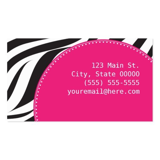 Pink Zebra Business Card (back side)