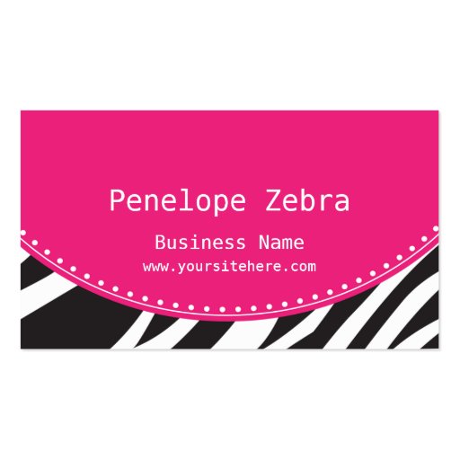 Pink Zebra Business Card (front side)