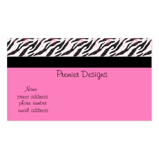 pink zebra business card templates (front side)