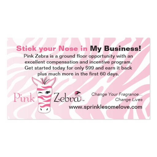 Pink Zebra Business Cards (back side)